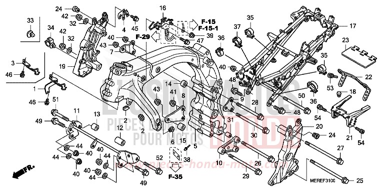 CARROSSERIE DE CHASSIS von CBF600N ABS QUASAR SILVER METALLIC (NHA48) von 2009